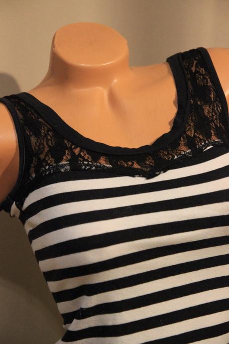 Čierno biely body top s čipkou, xs, xs