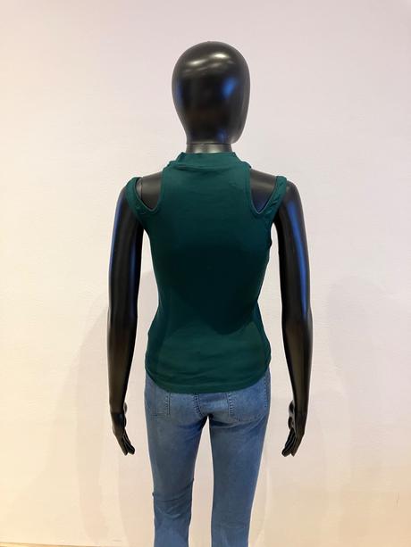 Tmavozelený rebrovaný top (xs), sinsay,xs