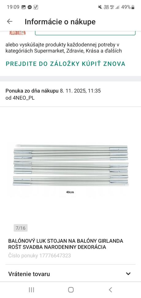 Stojan na balonovu girlandu výzdobu,