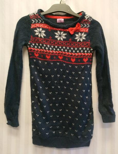Dievčenský modrý pulóver, vzor, f&f, 3-4r, 92-104, f&f,104