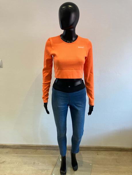 Dámske crop top tričko neónovo oranžové, s