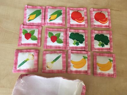 Látkové pexeso ružové - ovocie+zelenina,