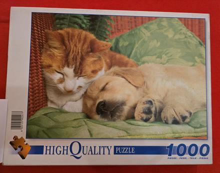 Puzzle mačka a pes 1000,