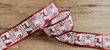 Ozdobná stuha - sobíky - bielo červené - folk 50 m,