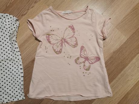 Ružové tricko s motýľmi, h&m,134