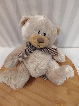 Plyšový krémový medveď s mašlou, teddy, 25 cm, 