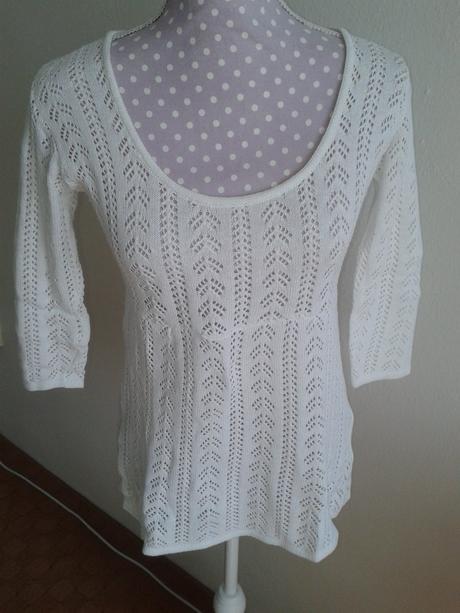 Romantický bavlnený svetrík s dierkovým vzorom s, s