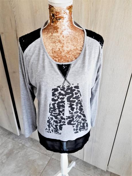 Tričko s flitrovou aplikáciou-m/l, m