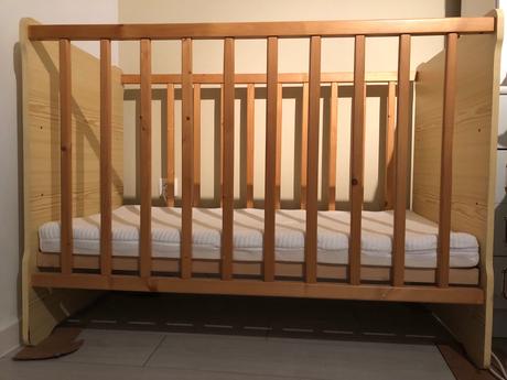 Detská drevená postieľka + matrac, šírka (cm): 60,dĺžka (cm): 120