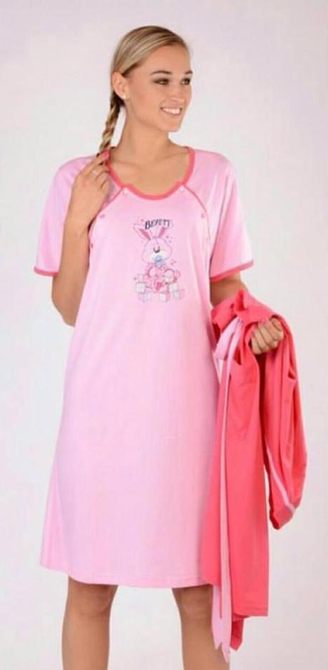 Materská súprava nočná košeľa so županom, bavlna, vienetta secret,l - xxxl