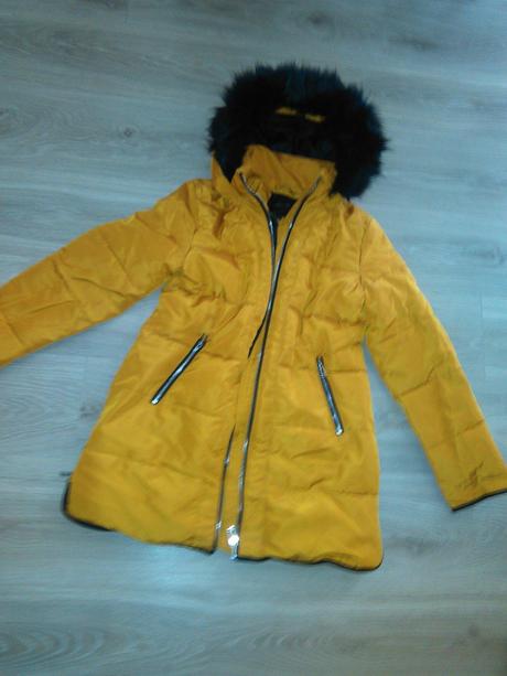 Medovožltá zimná dlhá bunda, gate,38