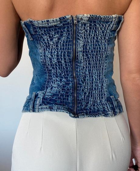 Zara denimový korzetový top m, zara,s