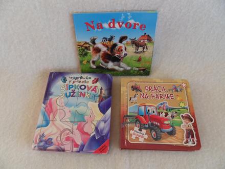 3 detské knihy -2knihy s puzzle - šípková ruženka,