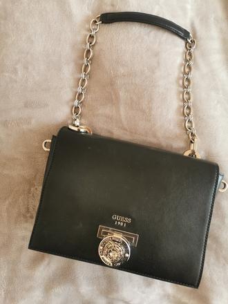 Kožená čierna kabelka guess, guess