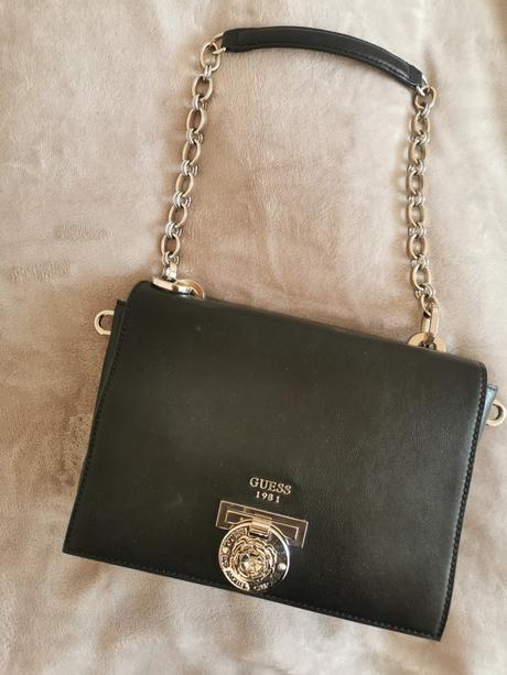 Kožená čierna kabelka guess, guess