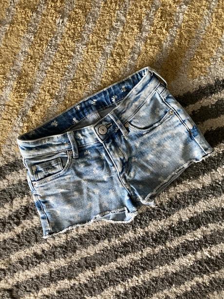 Rifľové šortky s mašličkami, h&m,128