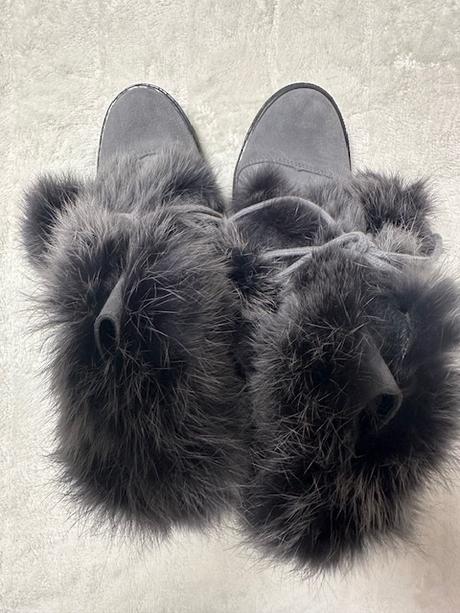 Kotníkové sivé čižmičky s kožušinkou na uviazanie, 40