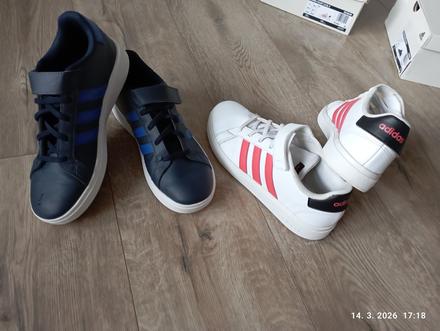 Tenisky biele + modré (už s poštovným), adidas,37