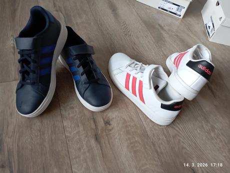 Tenisky biele + modré (už s poštovným), adidas,37