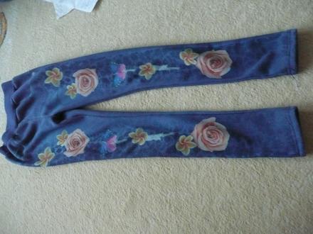 Dievčenské teplé nohavice s kvietkami, 146