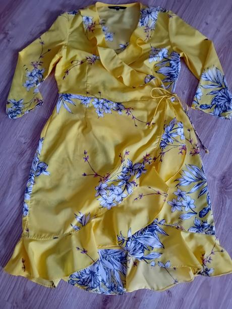Žlté zavinovacie šaty, vero moda,m