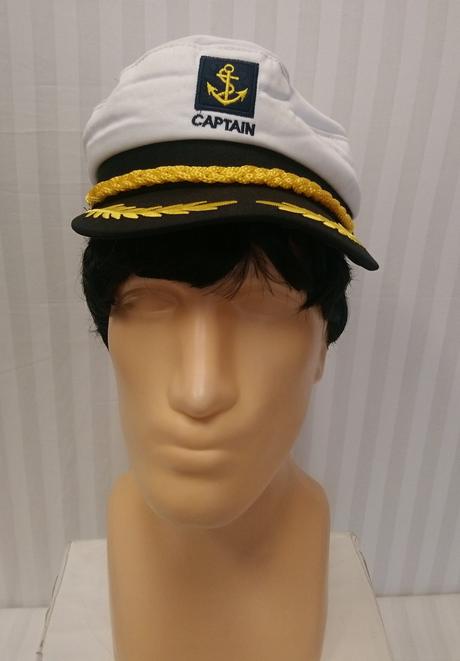 Kostým čiapka námornícka kapitán, čierno biela, 