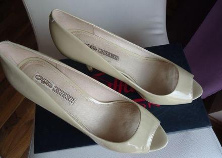 Kožené peep toe nude farba, 39