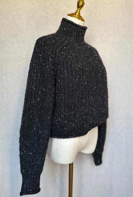 Hrubý pletený cropped rolák, h&m,s