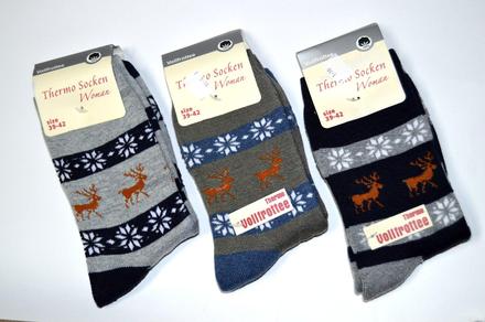 Termo ponožky vianočné so sobíkmi, 36 / 38 / 40 / 42