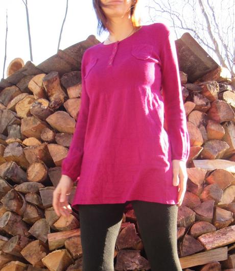 Magenta vlnené šatičky, s