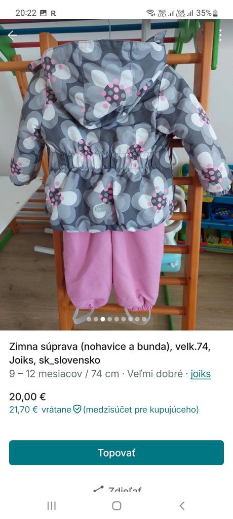 Zimná súprava (oteplovacky a bunda) velk.74, joiks, 74