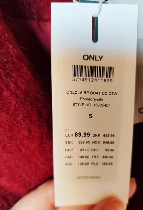 Bordový kabát, only,s