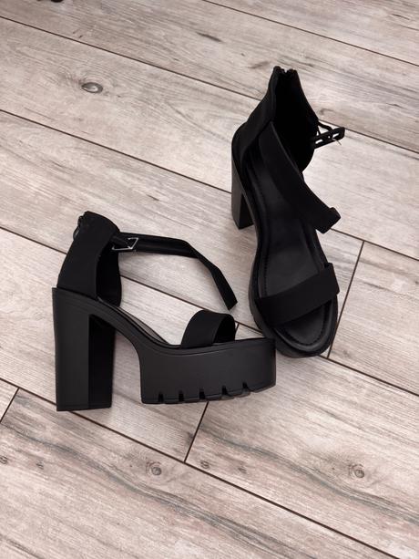 Čierne sandále na opätku shein, 39