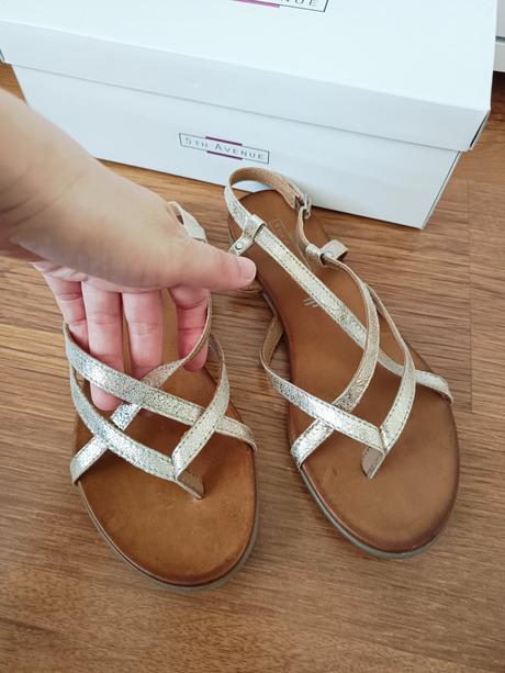 Kožené zlaté sandále, deichmann,38