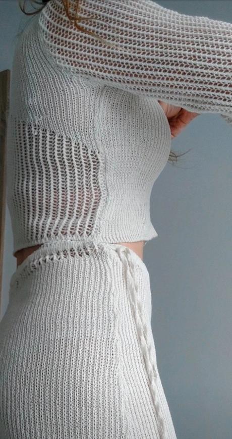 Pleteny komplet set sukna a top s/m, s