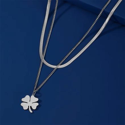 Dvojitá retiazka z chirurgickej ocele so štvorlís, 