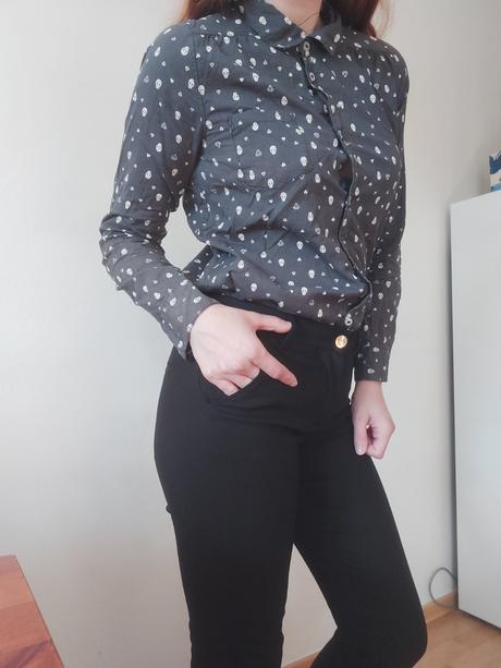 Košeľa s lebkami., h&m,158