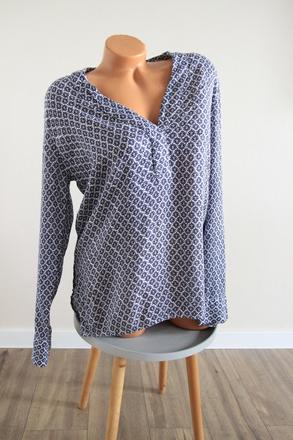 Modro biela viskózová blúzka, h&m, l, l