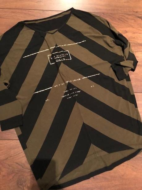 Voľný top kaki zelený / čierny italy, l