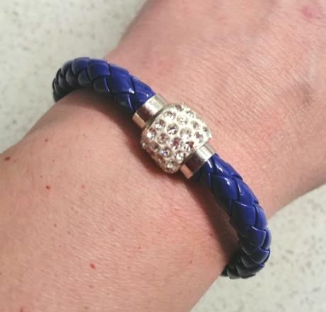 Dámsky náramok z umelej kože, modrý, 