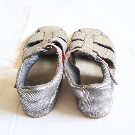 Kožené sandálky barefoot ef 28 strieborná, 28