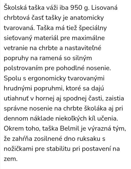 Ergonomická školská taška belmil, 