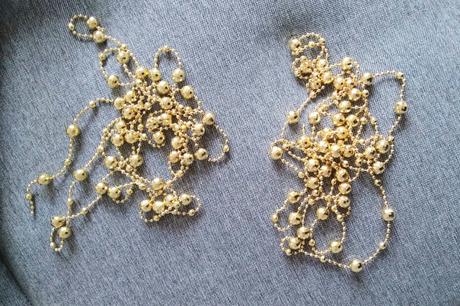 Zlatá vianočná reťaz guličky extra dlhá 10,4 metra, 