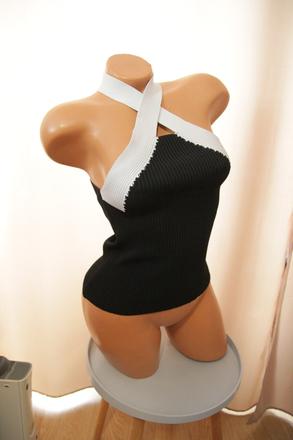 Čierno biely pletený top, xs/s, xs