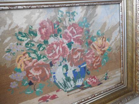 Obrazy vyšívané krížiková výšivka -v drevenom ráme, 