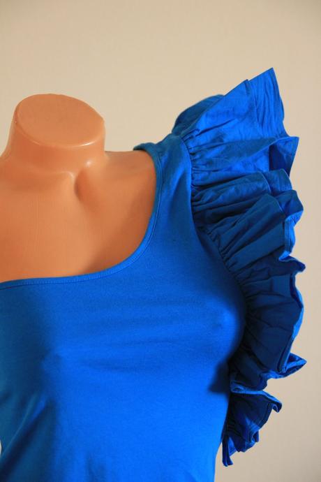 Modrý body top na jedno rameno, zara, zara,m