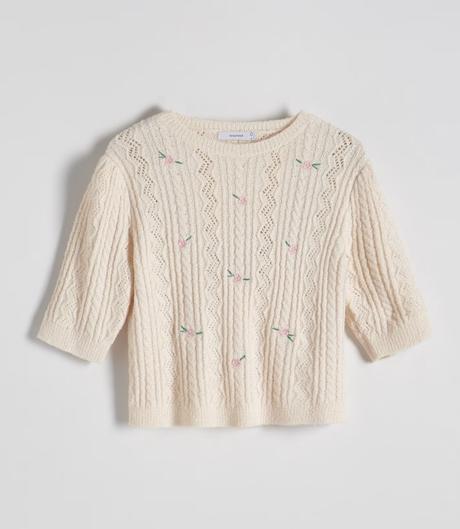 Úpletové tričko s ružičkami, reserved,36 / 38 / l / m / s
