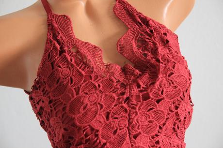 Bordový čipkovaný body top, s, s