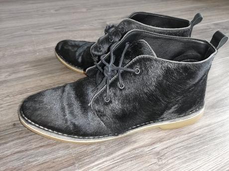 Dámske kožené topánky so zvieracou srstou, zara,40