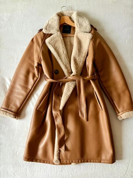 Koženkový kabát s kožušinou, mohito,32